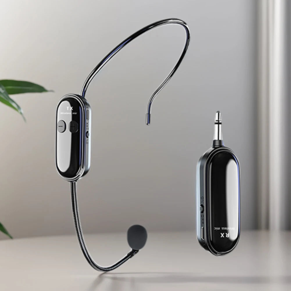 2.4G Wireless Microphone Headset Long Range Wireless Microphone System Head Handheld Mic 2 in 1 for Teach Outdoor Speech Qme