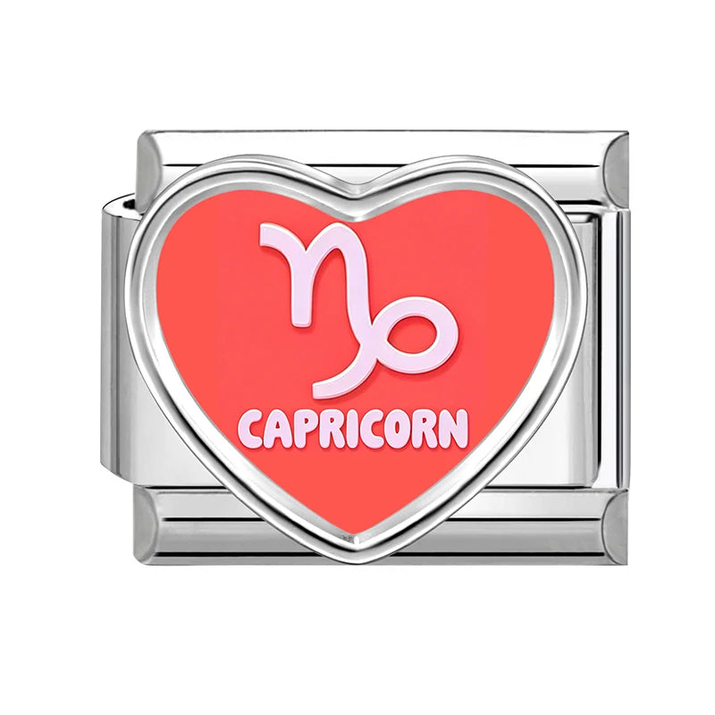 New2026 Unique Inlay Heart Constellation Theme Italian Charm Link Fit 9MM Bracelet Stainless Steel Women Men DIY Making Gifts Qme Style 10