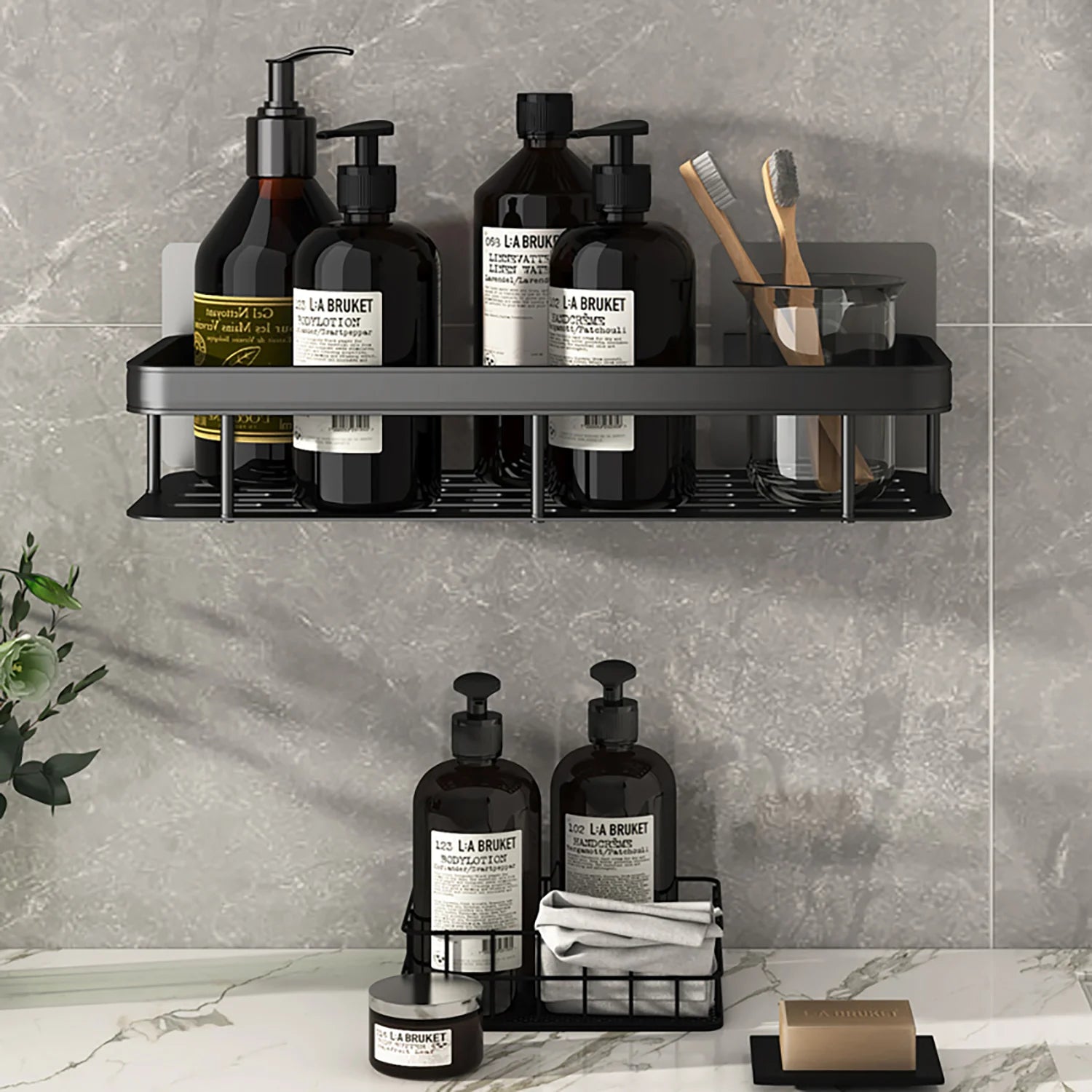 Wall Hanging Corner Rectangular Rack Bathroom Shelf Towel Rack Shelves Wall Shower Shampoo Rack No Drill Shelf Tripod Qme
