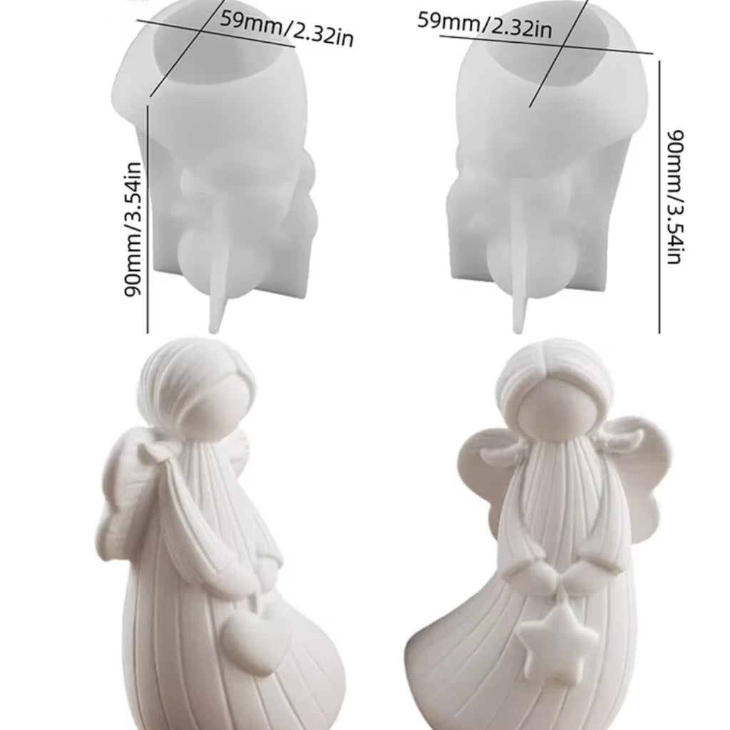 2Pcs DIY Handmade Angel Plaster Resin Moulds With Heart Star Designs 3D Angel Silicone Moulds Decorative Sculptures Craft Qme A1