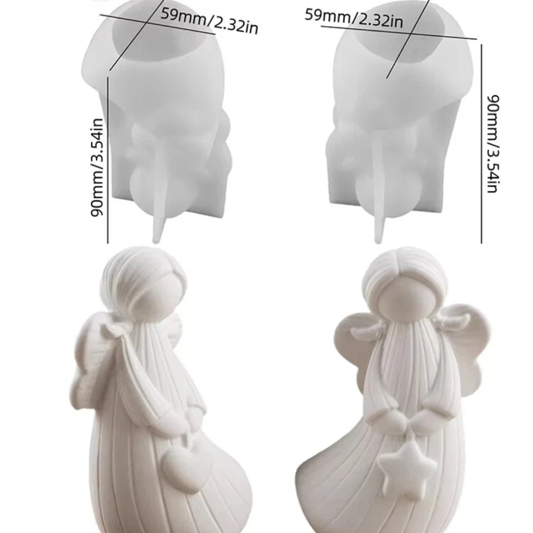 2Pcs DIY Handmade Angel Plaster Resin Moulds With Heart Star Designs 3D Angel Silicone Moulds Decorative Sculptures Craft Qme A1