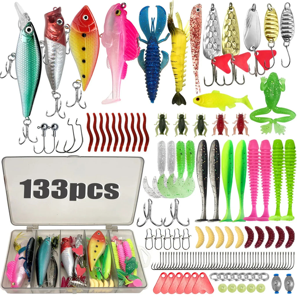 133 Fishing Lures Topwater Bait Rigs Tackle Bass Trout Salmon Qme Type-B 133 pcs