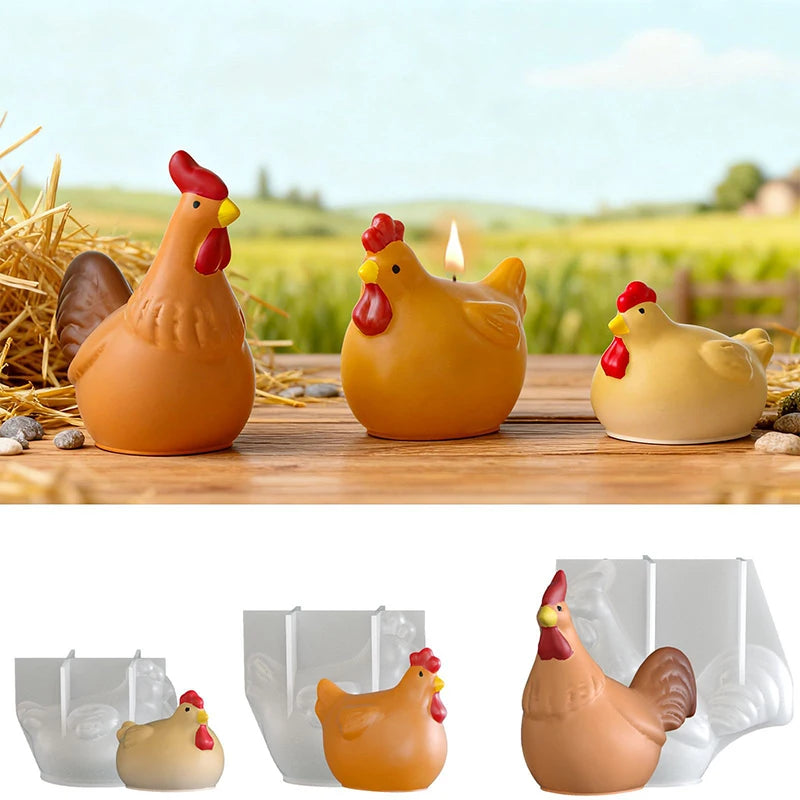 3D Chicken Candle Silicone Mold Cute Chicken Crafts Plaster Resin Cement Mould DIY Animal Soap Making Tool For Easter Home Decor Qme