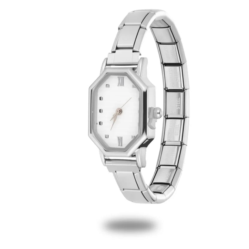 Fashion Watch Women's DIY 9MM Width Italian Elastic Charm Stainless Candy Zircon Watch Head Link Bracelet Jewelry Birthday Gifts Qme Style 28