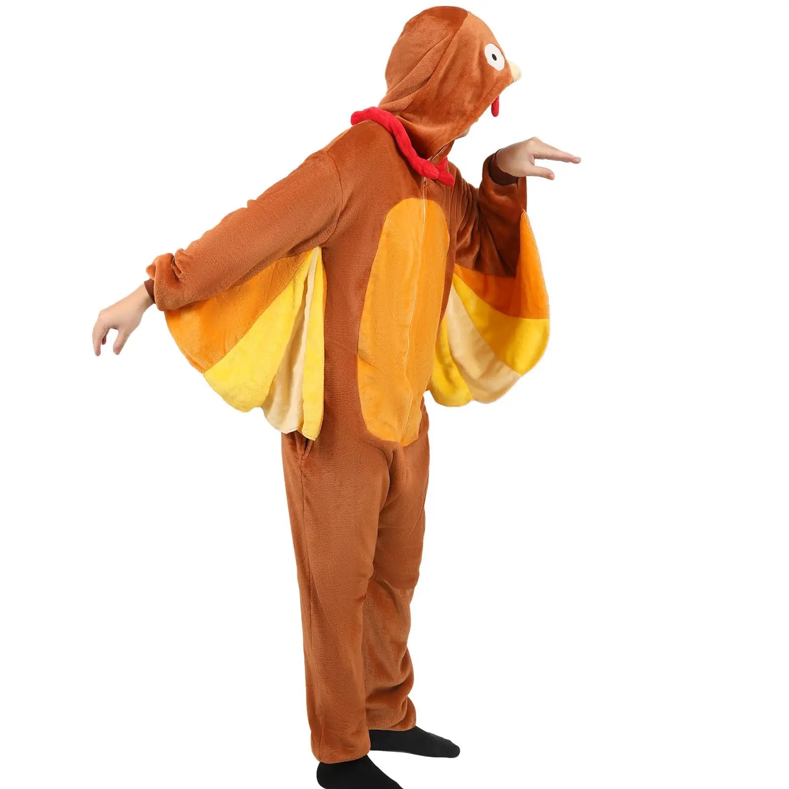 Adult Turkey Onesie Costume Turkey Pajamas Outfit Funny Animal Suit for Women Men Thanksgiving Halloween Cosplay Qme