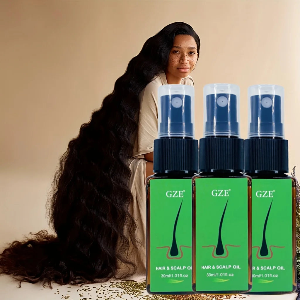 3 Pack GZE Hair & Scalp Oil Hair Serum Oil Strong Hair For Dry Hair Qme