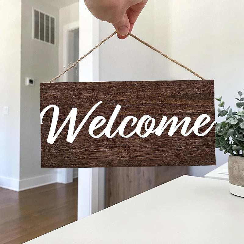 Rustic Simplicity Welcome Wall Hanging Decor Wood Art Plaques Sign Door Sign for Home Living Room Decor Qme S