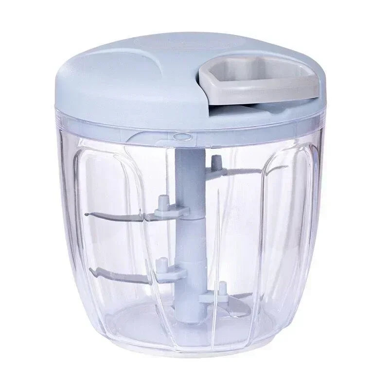 500/900ML Rope Grinder Vegetable Cutter Kitchen Garlic Puller Minced Garlic Chili Fruit Puree Garlic Mixer Rotary Food Processor Qme 900ml-Blue