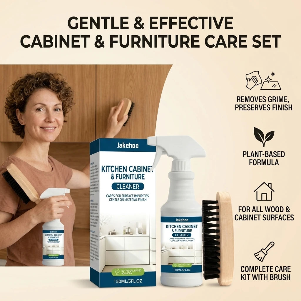 JAKEHOE Kitchen Cabinet & Furniture Cleaning Spray Remove Stubborn Oil Stains Restore Luster Easy-to-Use Gentle Surface Cleaner Qme