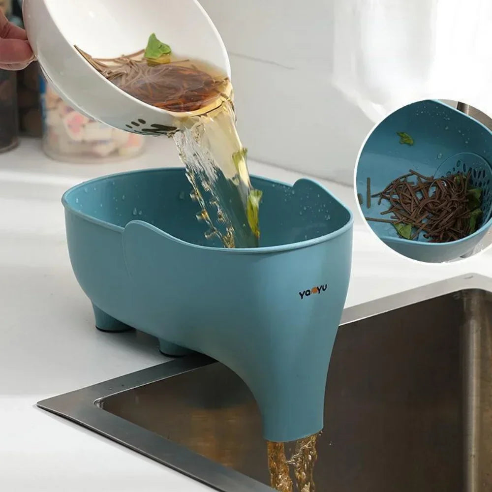 Sink Strainer Elephant Sculpt Leftover Drain Basket Fruit and Vegetable Washing Basket Hanging Drainer Rack Kitchen Accessories Qme