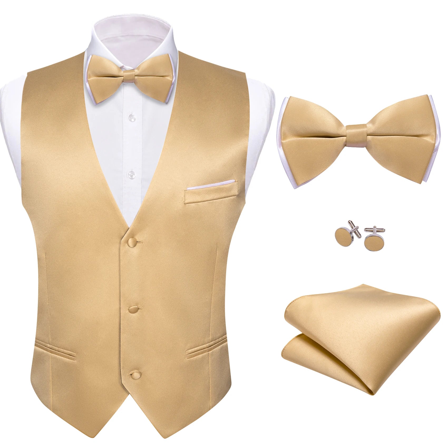Elegant Satin Waistcoat Matching Bow Tie Men Multicolor Choice Ideal Qme MJ-2786 XXXL