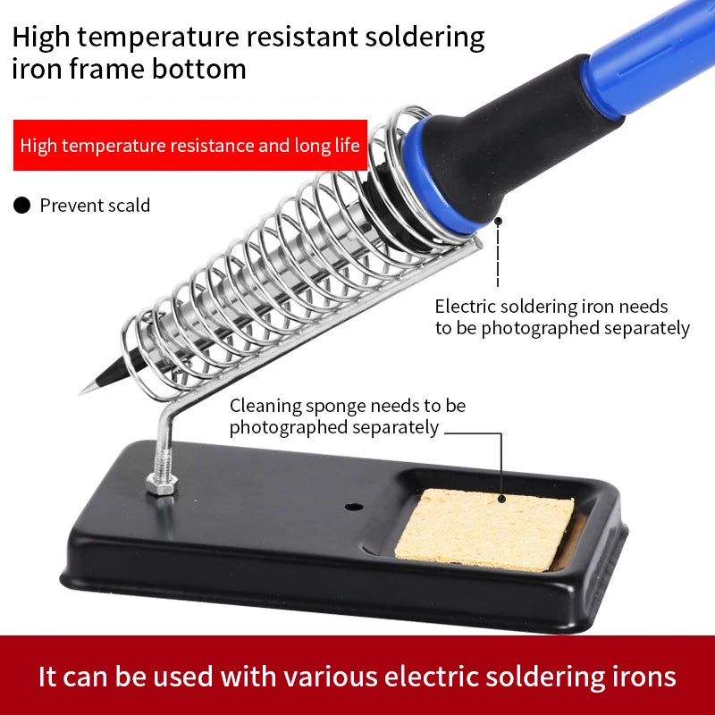Portable Soldering Iron Stand Holder Tin Welding Cleaning Sponge Qme