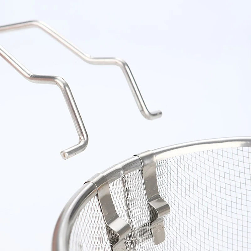 French Chip Frying Strainer Basket Stainless Steel Deep Fry Basket Kitchen Round Fryer Wire Mesh With Handle Wire Colander Nets Qme