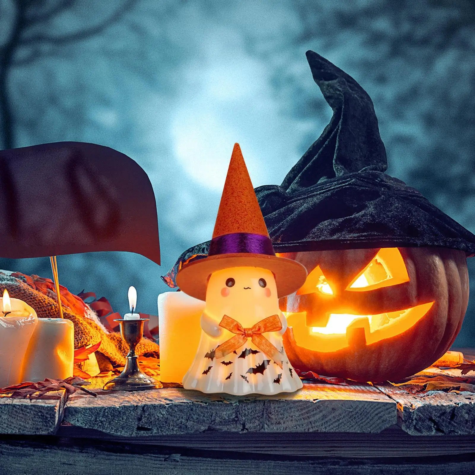 Light Up Ghost Halloween Decor Resin Decorations Indoor Led Spooky Qme