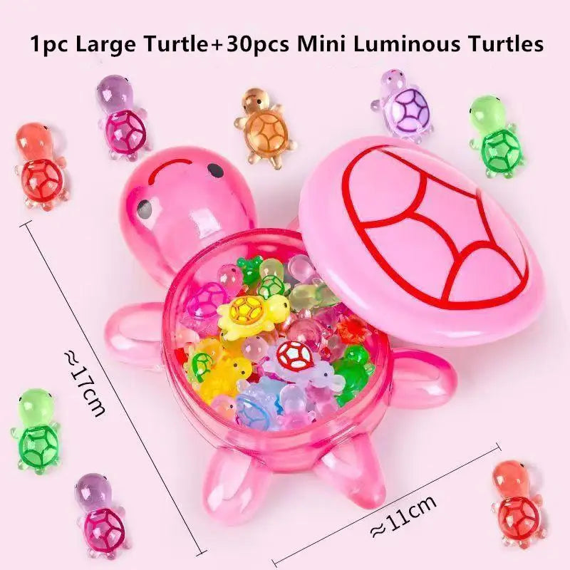 1PC Night Glow Large Turtle+Mini Luminous Turtles Figurines Resin Craft Glowing Turtle Storage Ornament Landscape Desktop Qme PK1