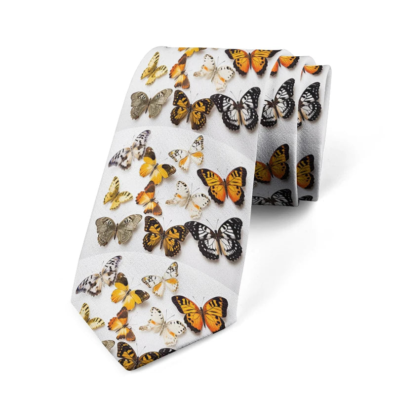 Romantic Butterfly Printed Tie Fashion Casual 3D Men's Unique Qme style7