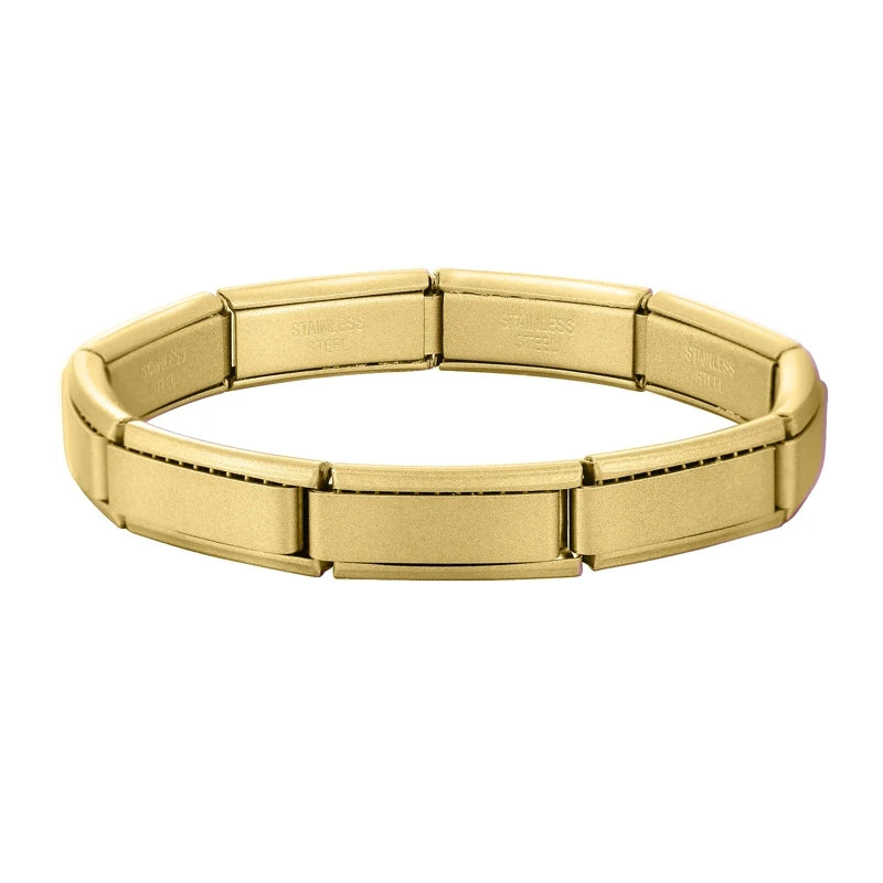 Premium Italian Charm Stainless Steel Bracelets For Women Men 20mm*9mm Width Elastic DIY Modular Bracelet Jewelry Gift Wholesale Qme Style 4