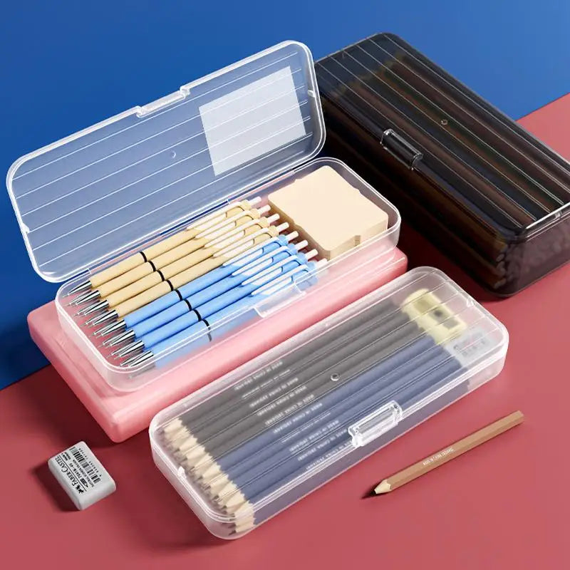 Student Simple Stationery Box Pencil Case Water Pen Transparent Holder Qme