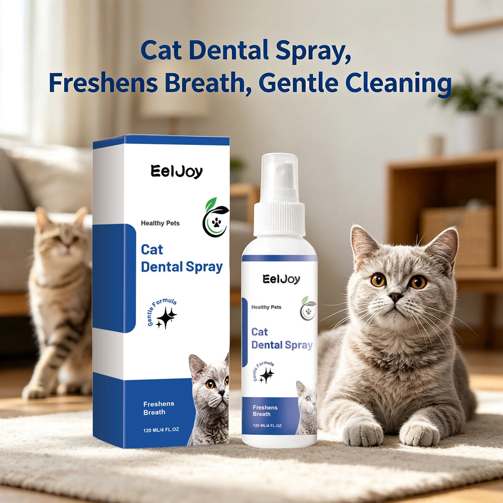 Pets Dental Cleaning Spray Removing Dental Plaque Reduce Calculus Eliminate Bad Odor Freshen Breath No-Brush Cat Oral Care Spray Qme
