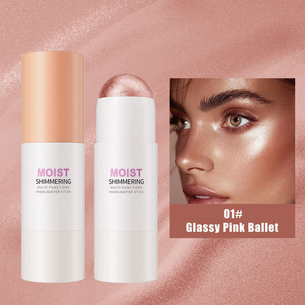 Natural Brightening 1pc Highlighter Stick Natural Brightening Face Contour & Highlight Makeup, Medium Coverage, Water-Resistant Qme 9519-1