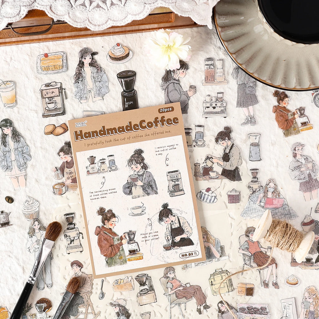 20 Sheets PET Die cut Stickers book Cartoon girl characters Decorative handmade Craft Material Diary Album Scrapbooking Supplies Qme