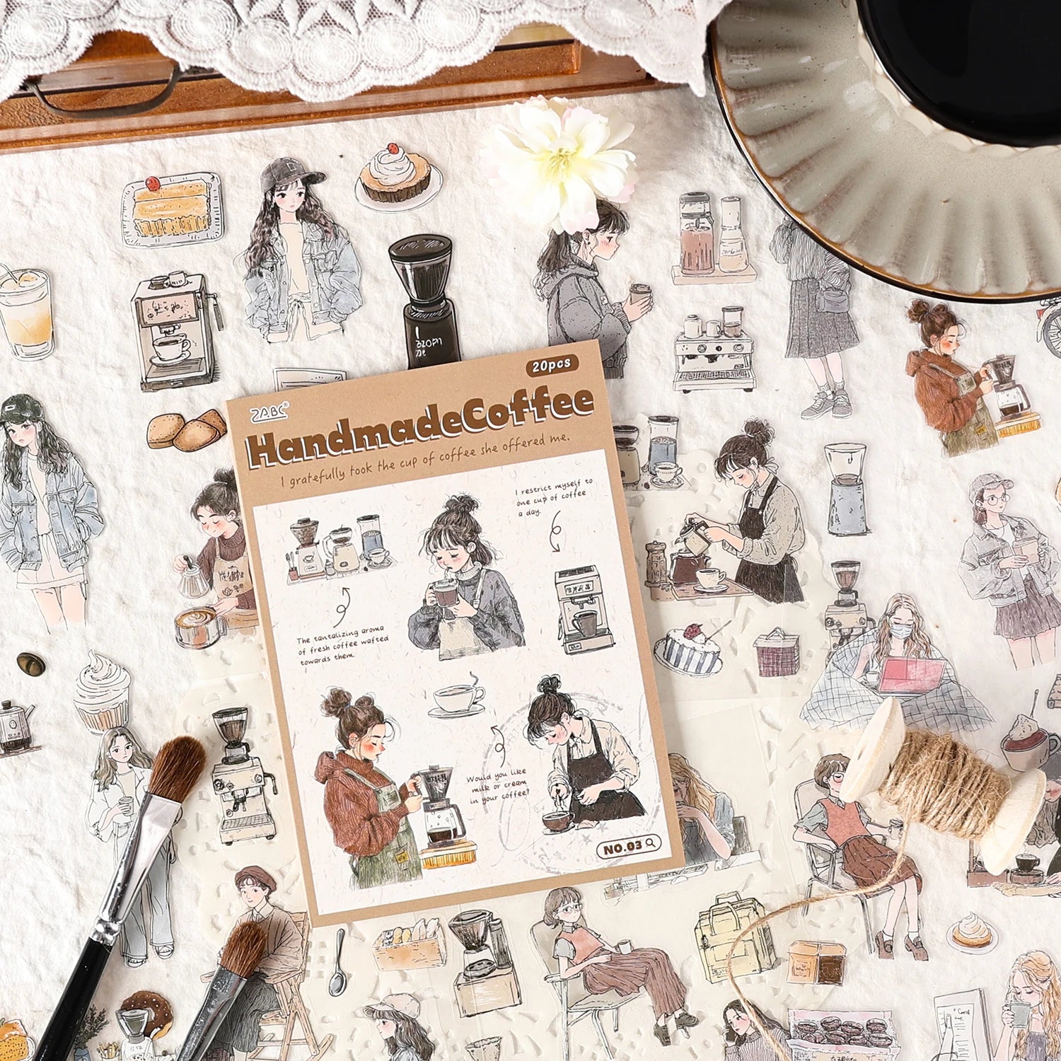 20 Sheets PET Die cut Stickers book Cartoon girl characters Decorative handmade Craft Material Diary Album Scrapbooking Supplies Qme
