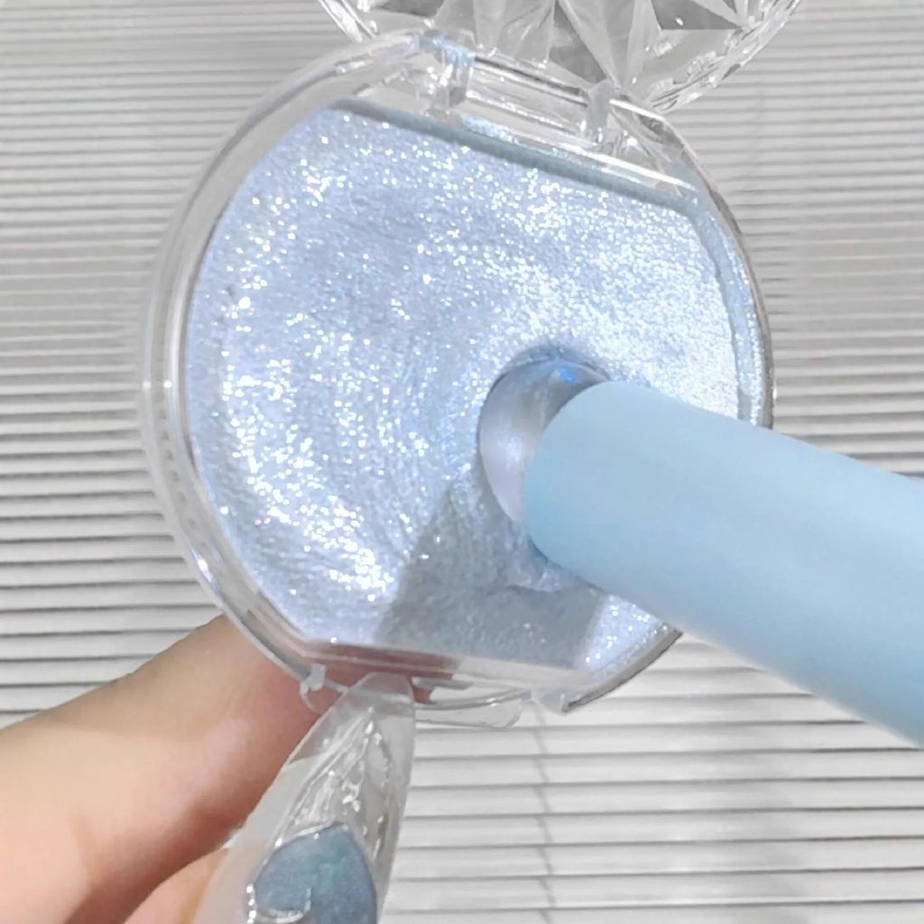 Galaxy Sapphire Highlighter Diamond Sparkle Cream for Eye & Face Glow Long Lasting & Blendable Highlight Cream Makeup Icy Blue Qme 01