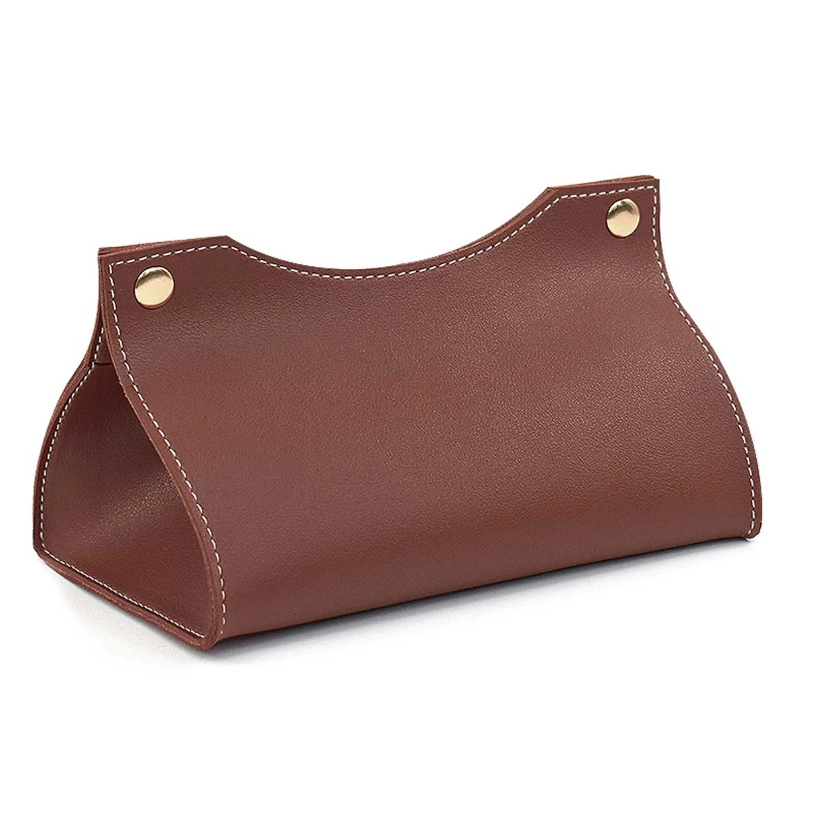 PU Leather Tissue Case Napkin Holder Storage Container Car Tissue Box Solid Color Home Living Room Decoration Qme Coffee
