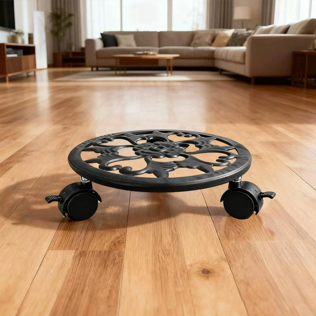 Plant Rollers with Wheels Heavy Duty Metal Planter Tray Plant Roller for Indoor Outdoor Patio Garden Balcony Moving Display Qme