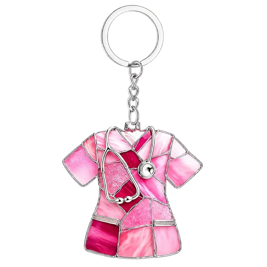 New 2D Flat Acrylic Nurse Uniform Pendant Car Keychain Tag Pendant Worker Creative Keychain Gift for Nurses Doctors Qme