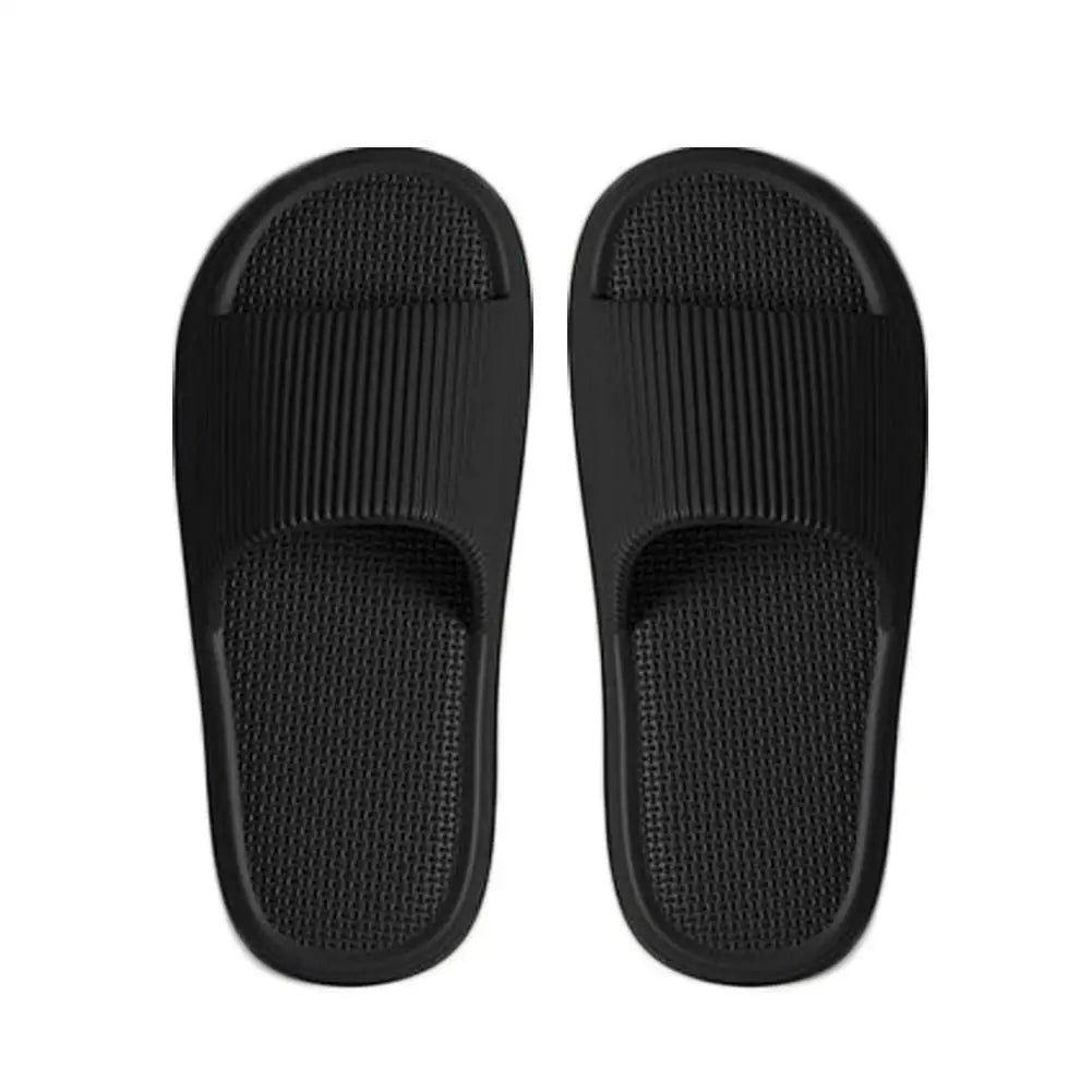 Women Summer Concise EVA Slippers Men Soft Home Slides Couples Bathroom Non-slip Sandals Adults Comfortable Outdoor Beach Shoes Qme 36-37 black