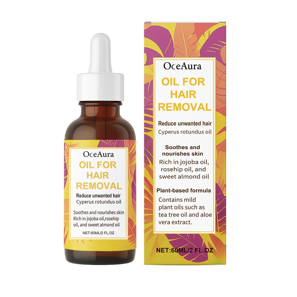 OceAura Hair Removal Oil For Arms Legs Armpits Plant Extract Containing Moisturizing Non-Greasy Soothing Hair Removal Serum 60mL Qme 60mL