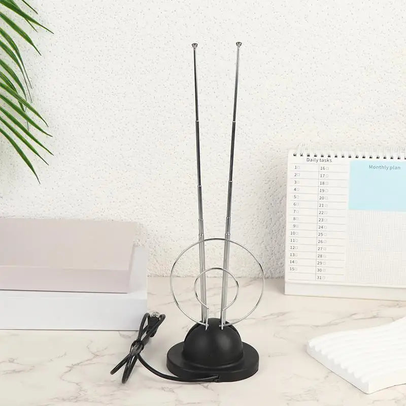 Loop Rabbit Indoor TV Antenna Universal Analog Digital VHF UHF HDTV Qme