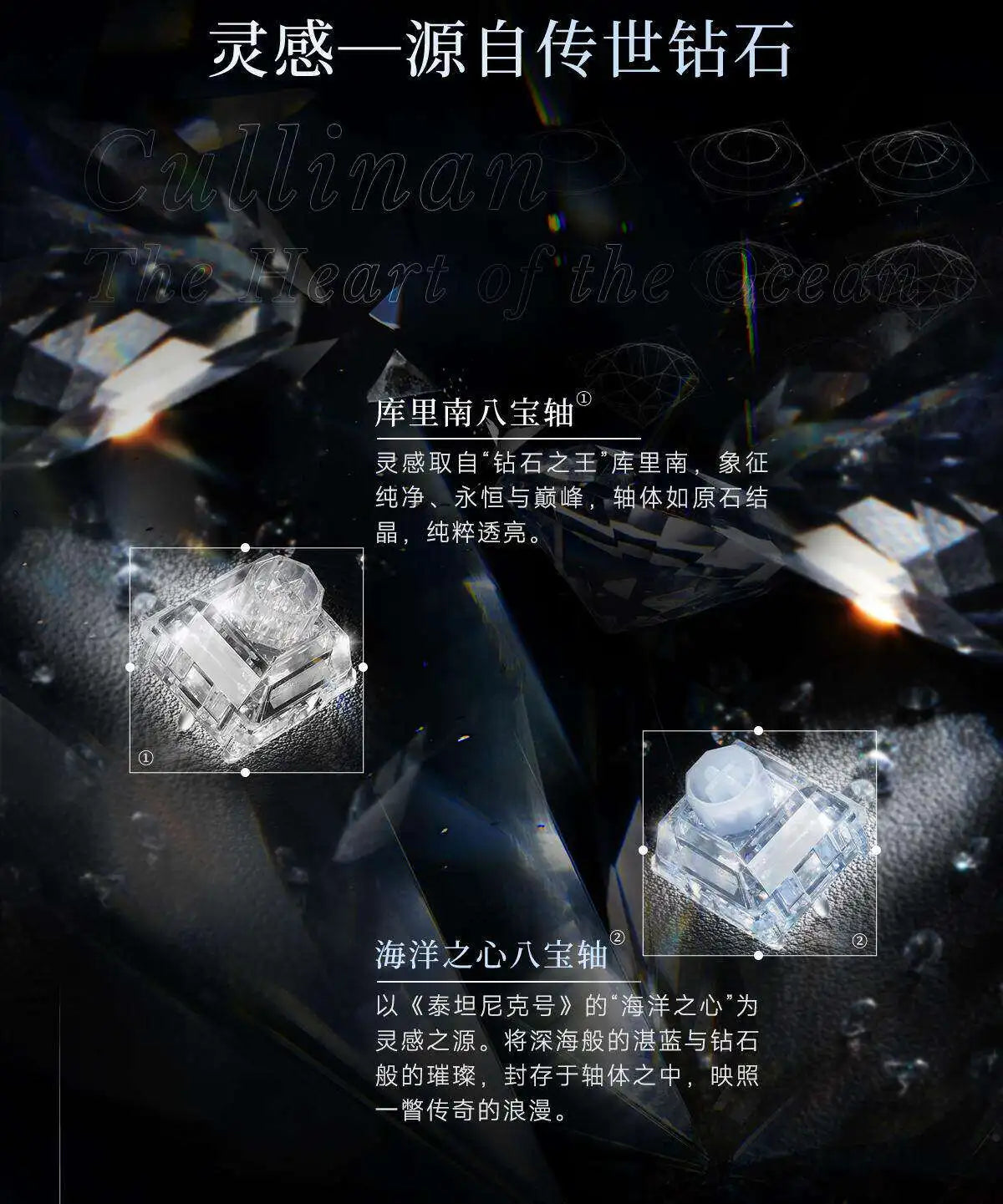 WS Wuque Studio Babao Diamond Series Magnetic Switch Cullinan & Heart of the Ocean 35gf Linear Hall Effect Switch for Gaming Key Qme