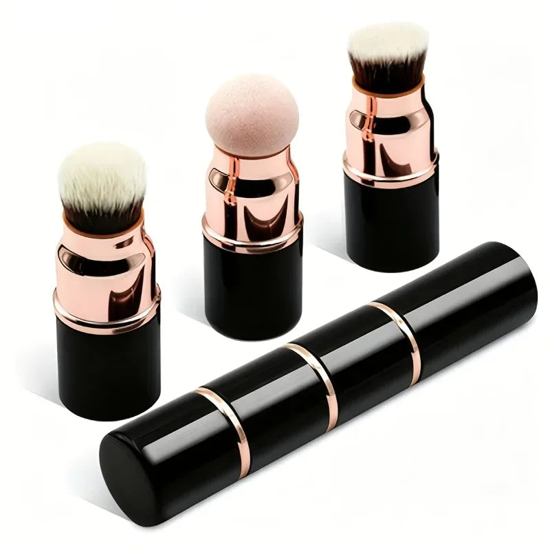 3-in-1 Mini Makeup Brush Detachable Portable Dust Cover Foundation Qme