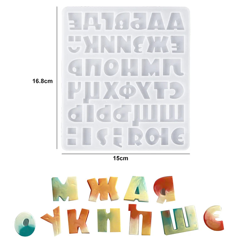 Alphabet Resin Silicone Mould Resin Letter Number Molds Alphabet Keychain Molds for DIY Keychain Jewelry Pendant Making Qme 6