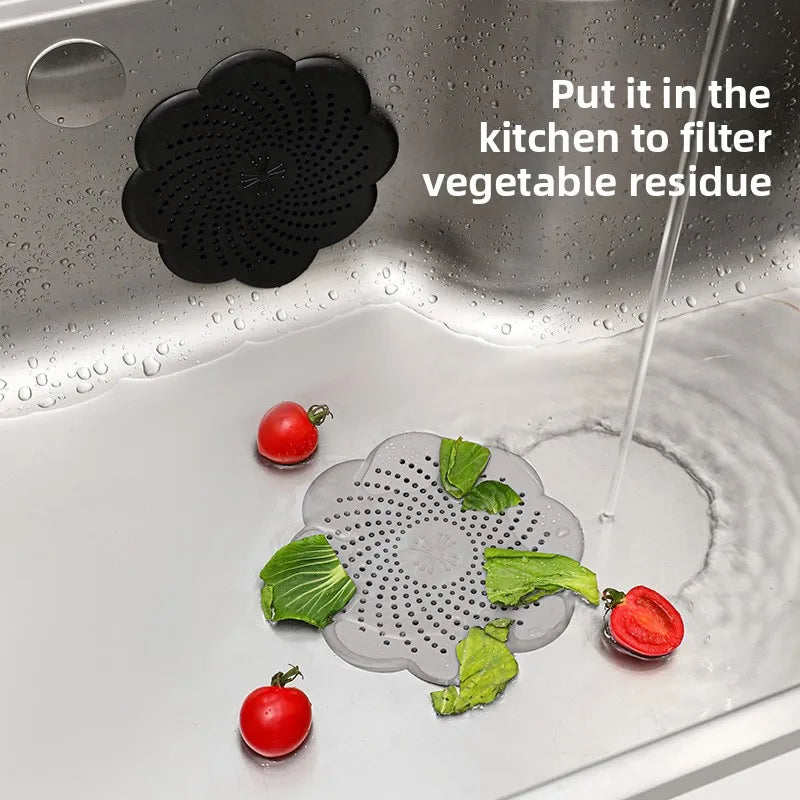 Silicone Flower Drain Cover Kitchen Bathroom Anti-Clogging Anti-Odor Anti-Insect Floor Drain Filter Hair Catcher Sink Strainer Qme