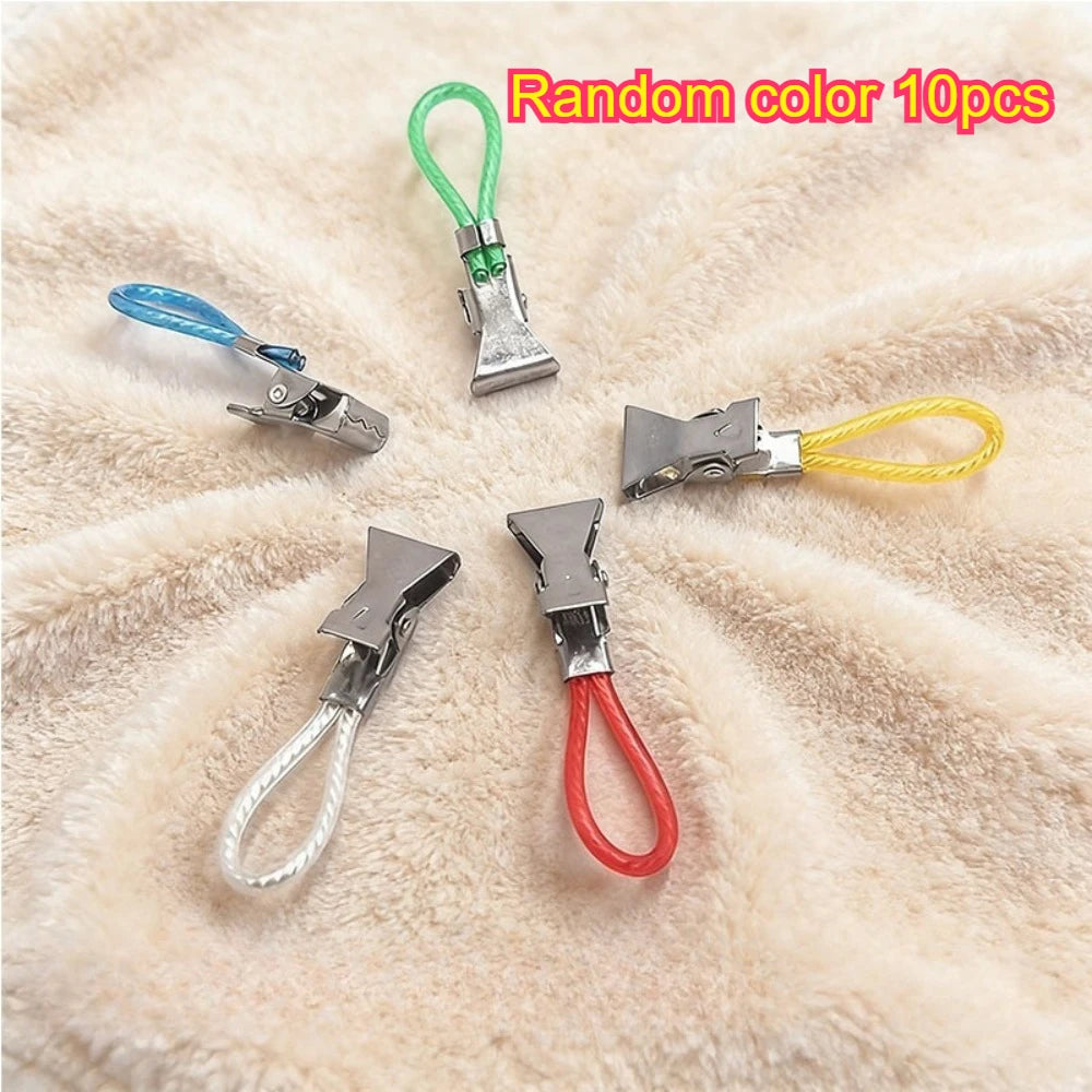 Metal Tea Towel Storage with Towel Hanging Ring, Multi-Color Kitchen Towel Hanging Clip Small Hook Clip Suitable for Bedrooms Qme Random color 10pcs