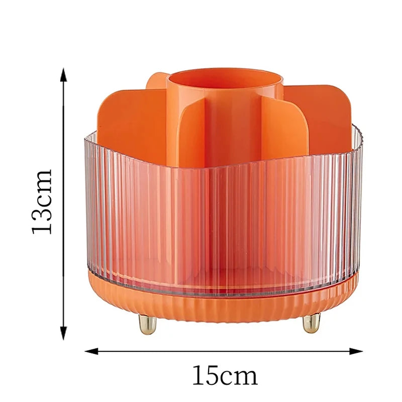 Cosmetics Storage Bucket Grid Lid Transparent Simple Light Makeup Qme Without cover Orange