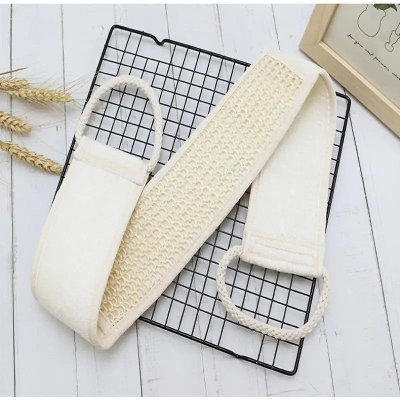 Traditional Flax Fiber Exfoliating Back Scrubber Tear Resistant Long Qme one size D