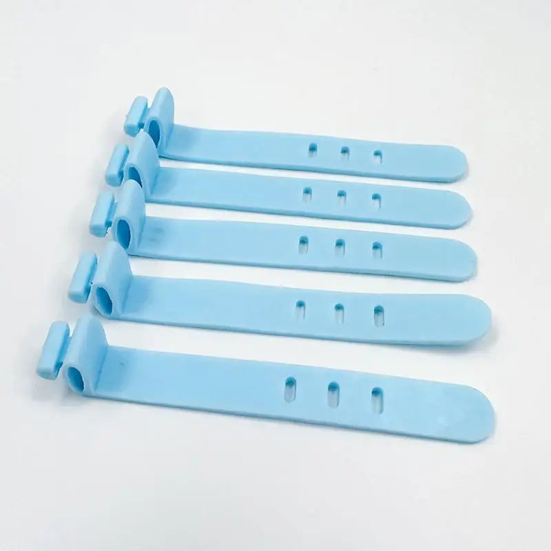 Cable Organizer Silicone Wire Binding Data Tie Management Bobbin Qme blue 20pcs