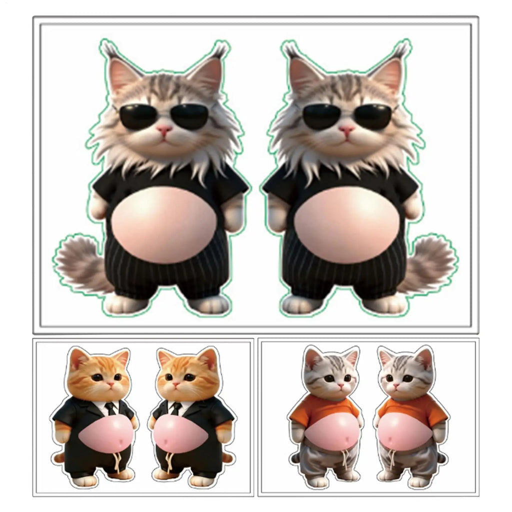 Sponge Stickers 3D Cat Belly Fun Reusable Decals Cute Laptop Stickers for Kids Friends Indoor Outdoor Fridge Planner Home Car Qme
