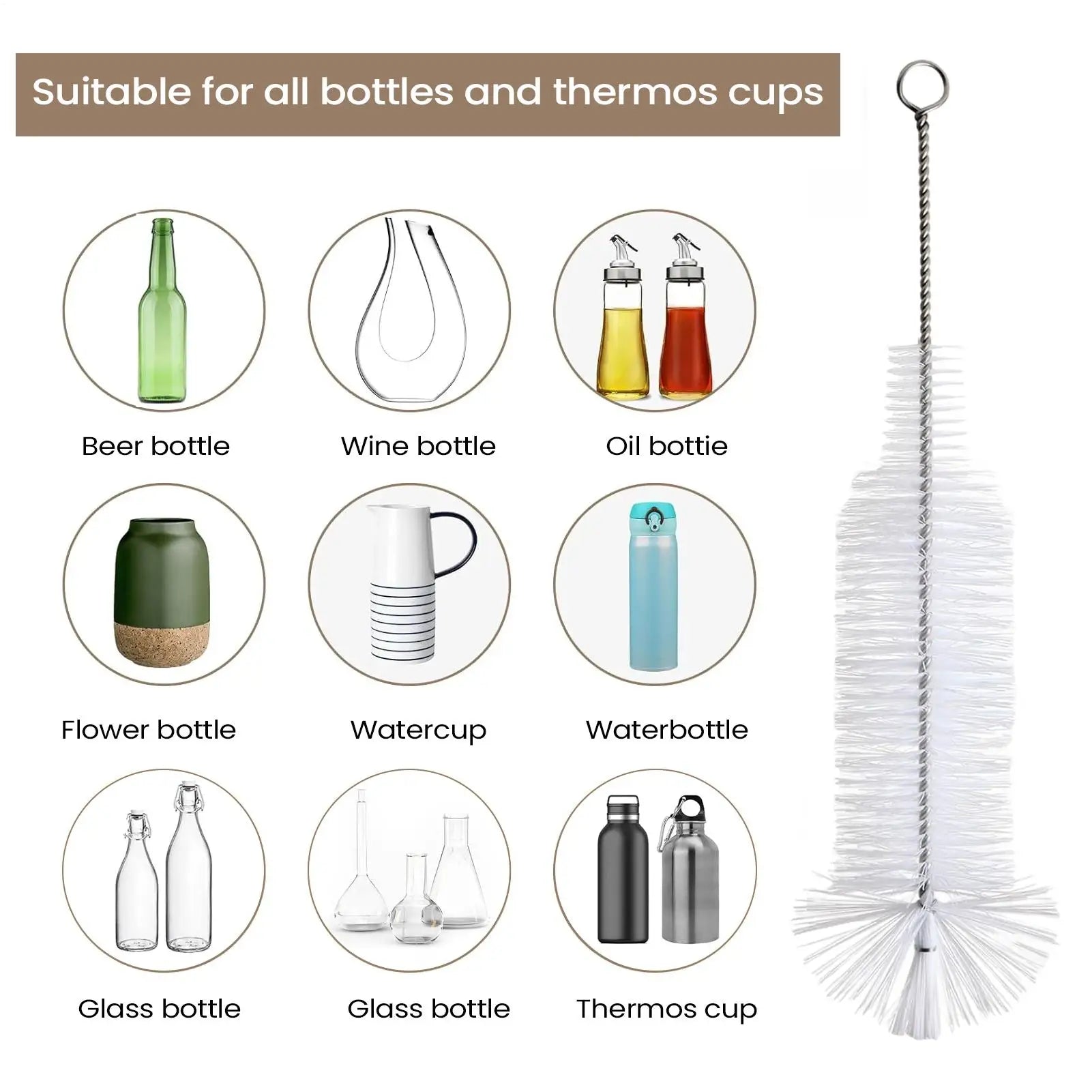 Bottle Brush Cleaner Flexible Water Cleaning Tools Long Handle Narrow Qme