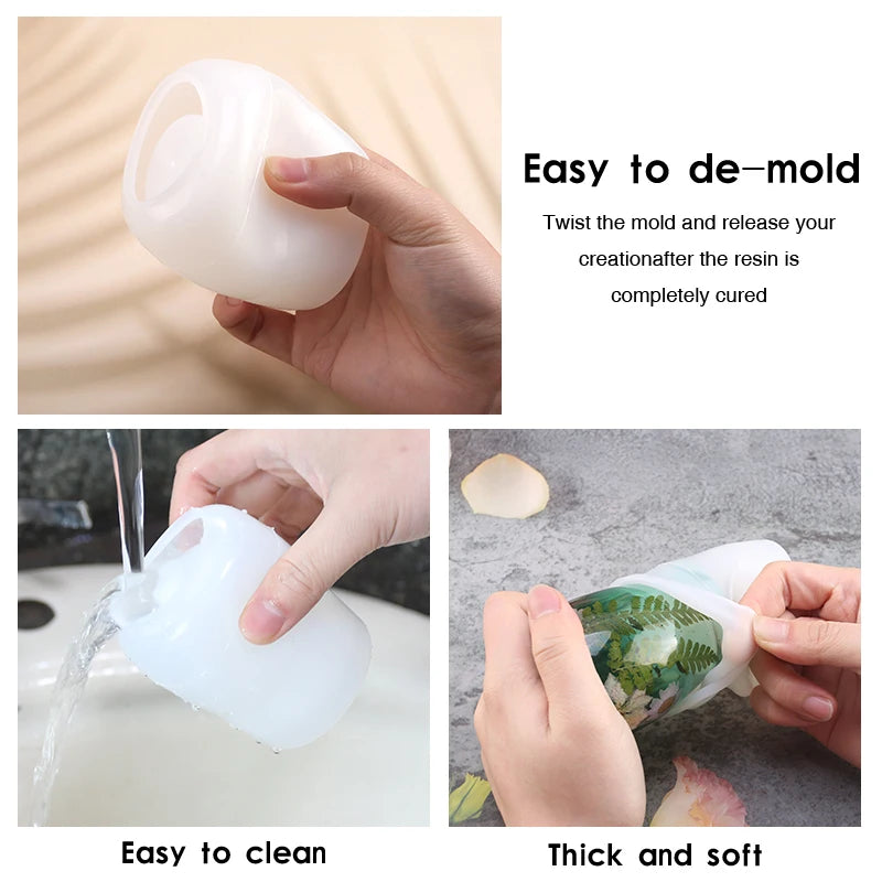 Jars Resin Molds Silicone Molds with 5Pcs Wooden Lids for Storage Bottle Candy Container Home Decoration DIY Epoxy Casting Craft Qme