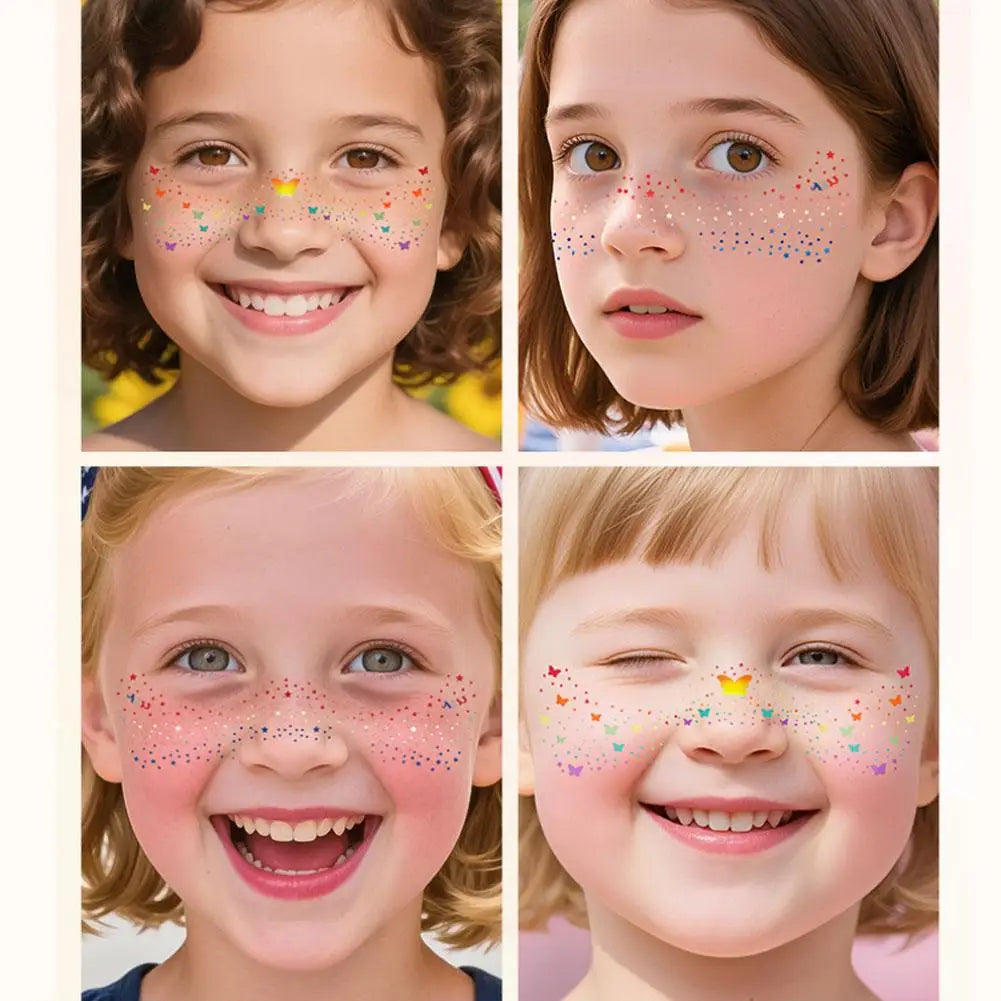 Fourth July Face Tattoos Glitter Freckles Makeup Independence Day Qme