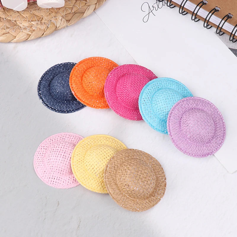 Decorative Dollhouse Woven Straw Hats 5 Child Role-play Toys Qme