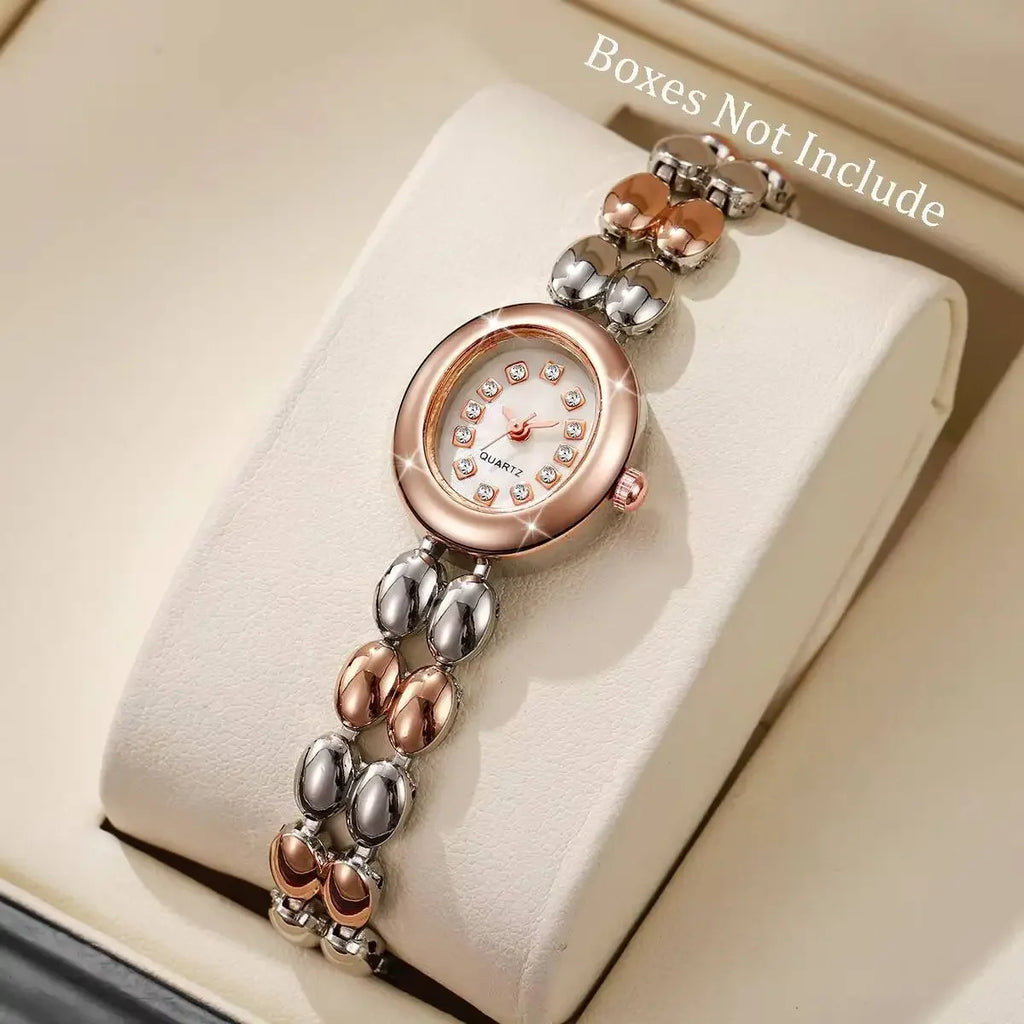Elegante pulseira pulseira feminina relógios moda strass quartzo relógio de pulso para senhoras reloj mujer (sem caixa) Qme rose