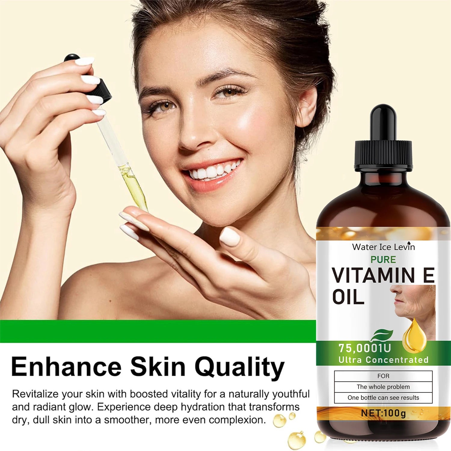 100ml Natural Vitamin E Essential Oil, Used for Massage, Skin Care, Gua Sha, Showering, Facial, Body, Nail, Hair, and Eyelash Care, Versatile Qme