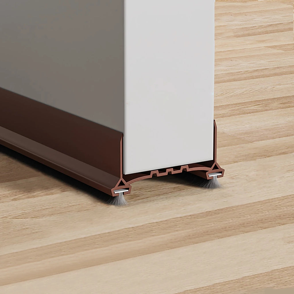 Under Door Seal Strip with Brush Self Adhesive Weather Stripping Door Draft Stopper Against Dust Cold Heat Noise Door Stopper Qme brown