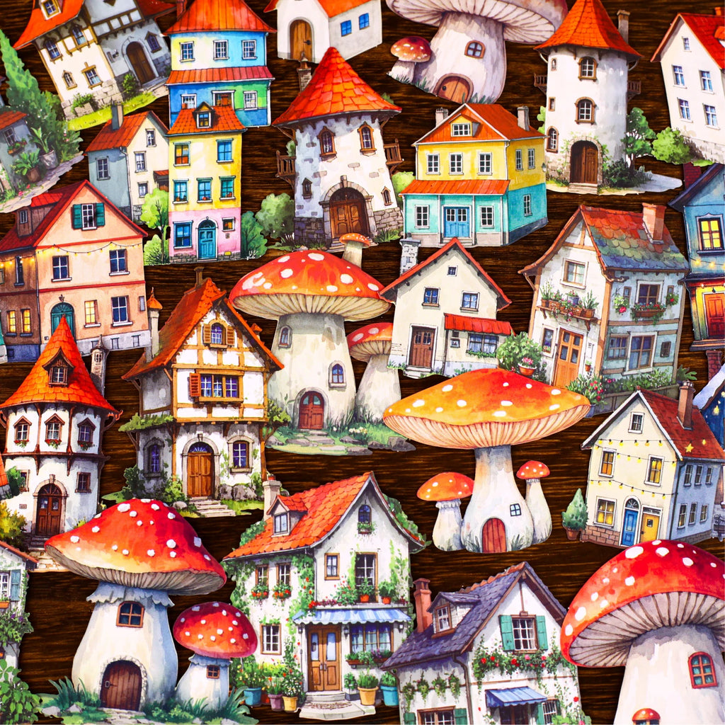 10pcs Fairy Tale Mushroom Town Sticker Pack DIY Decorative Paper Scrapbooking Material handmade Diary Album Junk Journal Supplie Qme